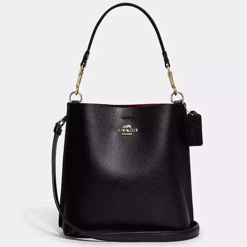 Coach Black Leather Mollie Bucket Bag